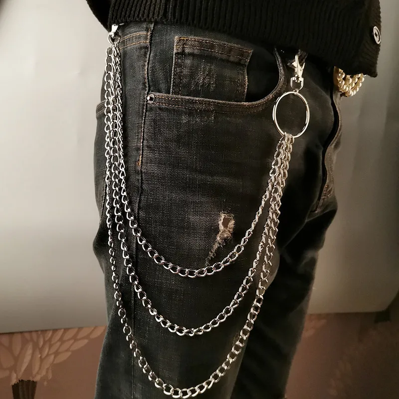 Men'S Accessories Wallet - Katmanlı Metal Kemer Zinciri Punk Kanca