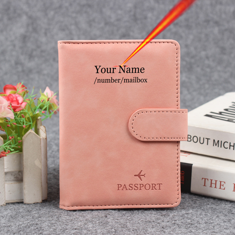 Men'S Accessories Wallet - Manyetik Düğme Pasaport Kapağı Kapakta Adı