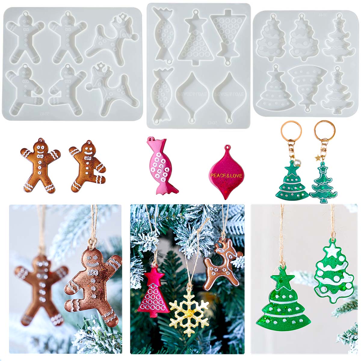 Men Accessories Earrings - Noel Serisi Küpe Kolye Silikon Kalıp