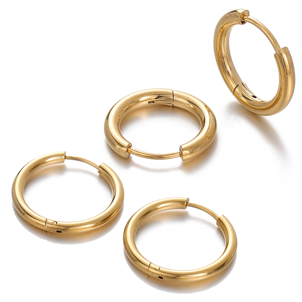 Men Accessories Earrings - 2 adet 8/10/12/14/16/18mm Paslanmaz Çelik halka